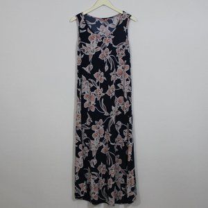 SJS Navy Blue and Neutral Floral Maxi Dress
